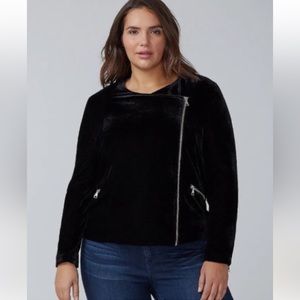 Lane Bryant Black Velvet Moto Jacket